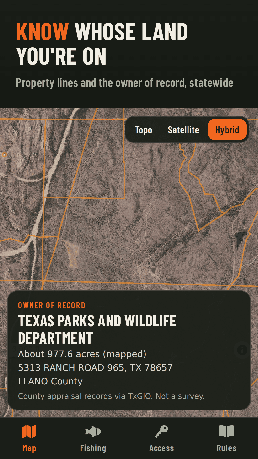 Tapping a property to see who owns it
